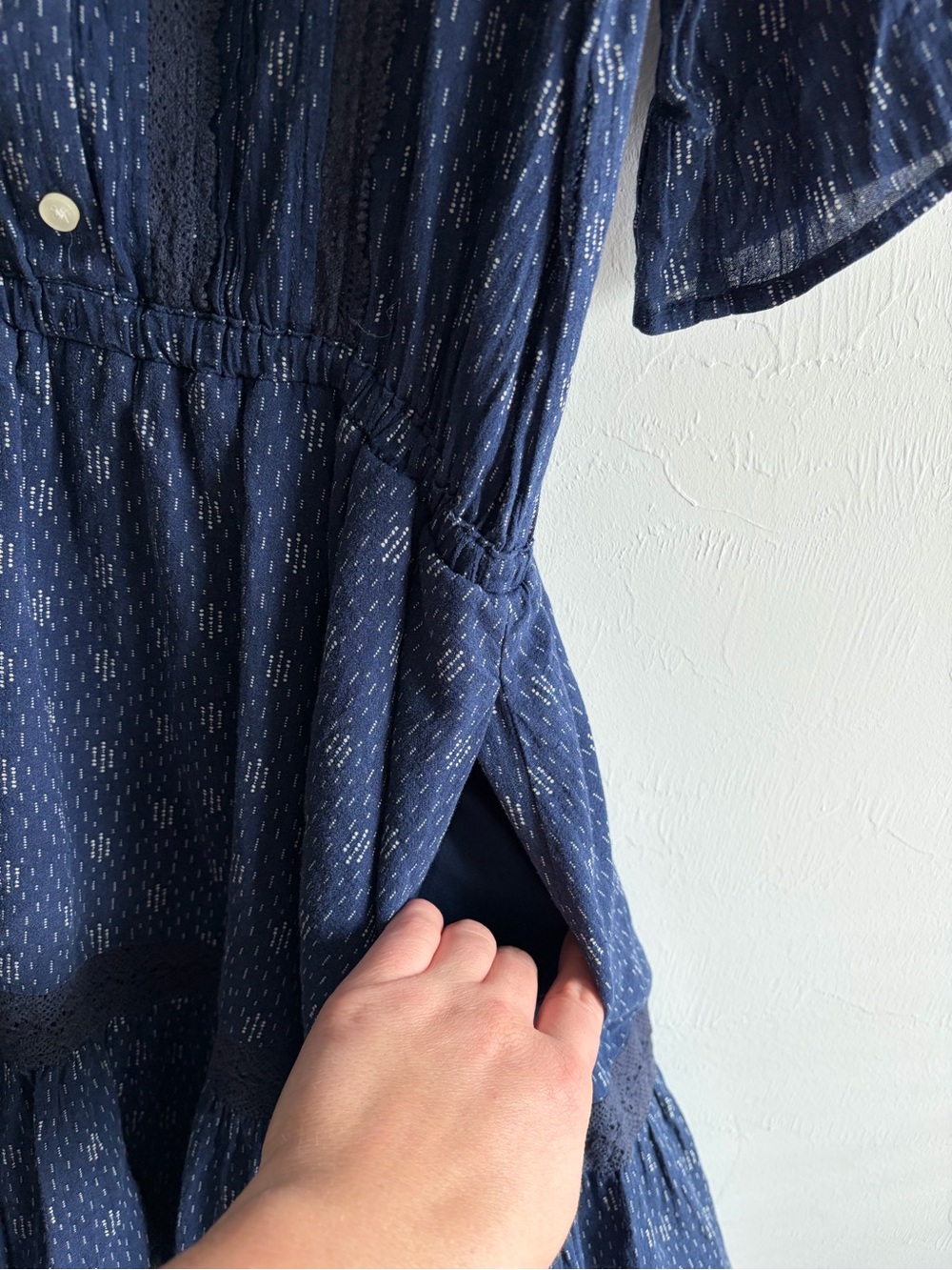 Anthropologie Isabella Sinclair Navy Button-Front Tiered Dress - Picture 4 of 6